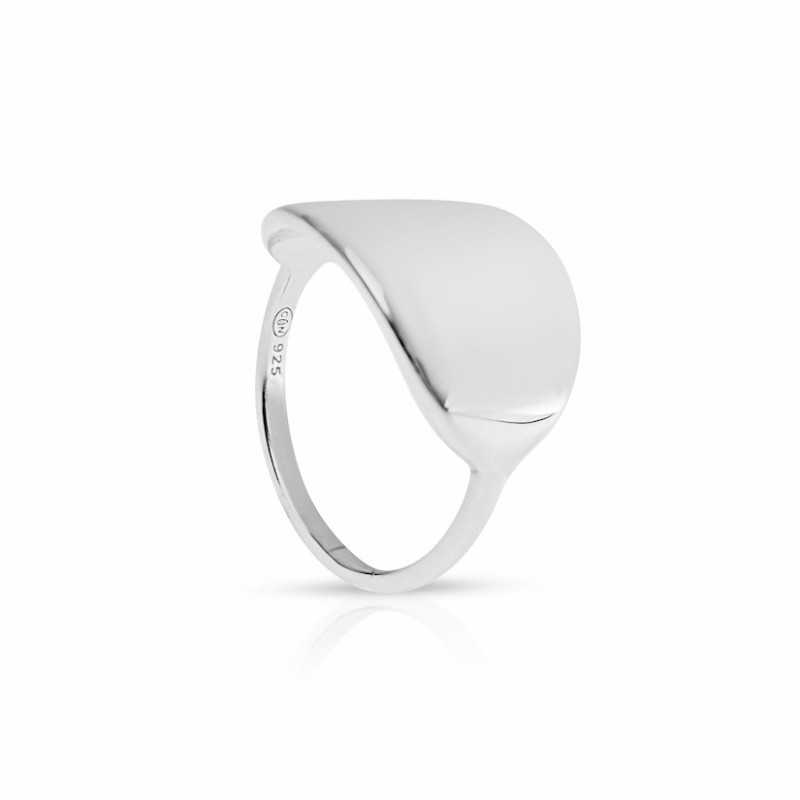 Symmetrie item Thermisch Aanpasbare zilveren ovale ring voor vrouwen. 100% gratis gravure.