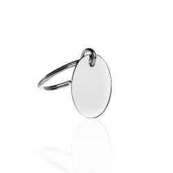 Oval silver key ring personalized man