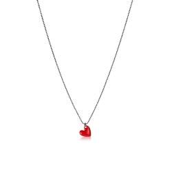 Women's necklace heart enamel red rose gold 18kt