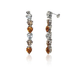 Orange crystal earrings woman silver jewelry belgium