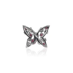 Women's Rose Crystal Butterfly Brooch Sterling Silver Jewelry art'emi