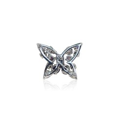 Solid silver women's purple crystal butterfly brooch