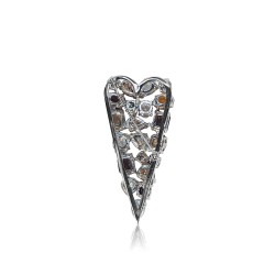 Sterling Silver Heart Orange Crystal Women's Jewelry Brooch art'emi