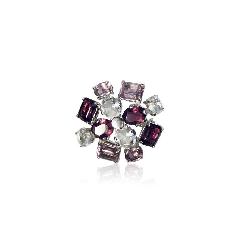 Broche Fleur mauve Femme argent massif joaillerie Uccle